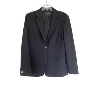 Lafayette 148 New York Black Wool Blend Single Breasted Blazer Jacket Size 12